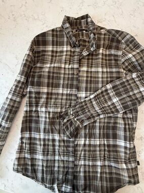 John Varvatos Brown & Cream Plaid Shirt